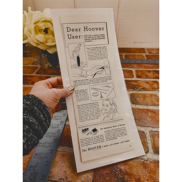 1942 Hoover Vacuum WWII‎ Ad - Wartime Conservation - Vintage Print Advertisement - Picture 2 of 6